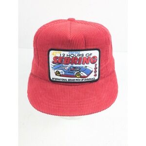 Vintage 1994 12 Hours Of Sebring Trucker Hat‎ Red Corduroy Snapback Racing
